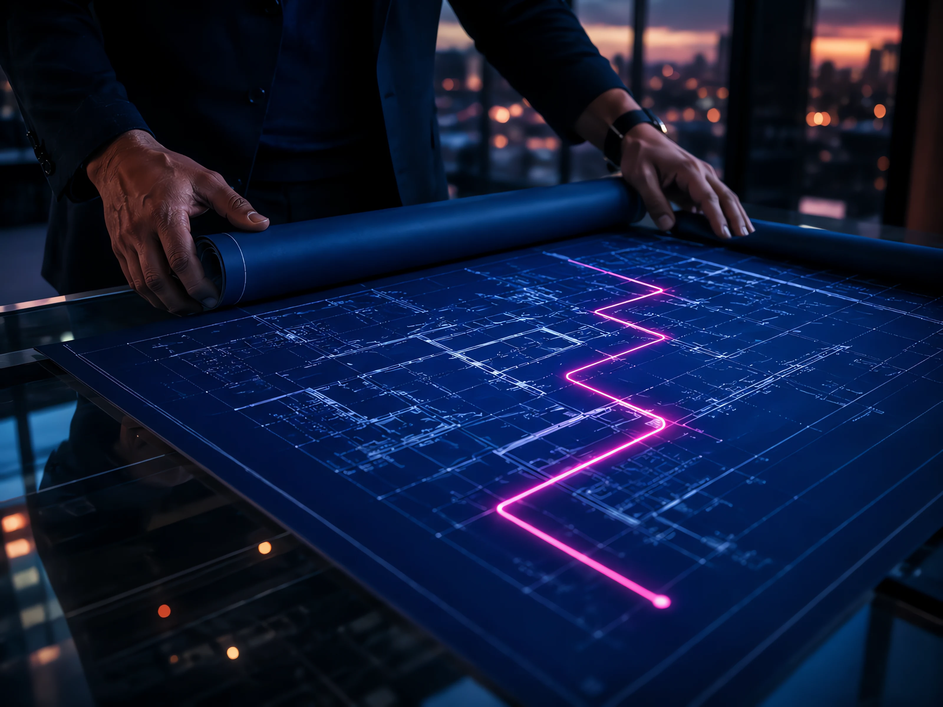 A blueprint laid out with careful, deliberate lines, symbolizing proactive tax planning